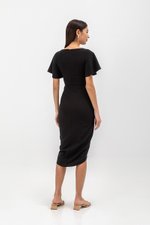 ALMEDA FLUTTER SLEEVED TULIP WRAP MIDI DRESS ALMEDA FLUTTER SLEEVED TULIP WRAP MIDI DRESS