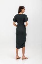 ALMEDA FLUTTER SLEEVED TULIP WRAP MIDI DRESS ALMEDA FLUTTER SLEEVED TULIP WRAP MIDI DRESS