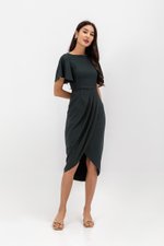 ALMEDA FLUTTER SLEEVED TULIP WRAP MIDI DRESS ALMEDA FLUTTER SLEEVED TULIP WRAP MIDI DRESS
