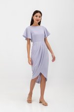 ALMEDA FLUTTER SLEEVED TULIP WRAP MIDI DRESS ALMEDA FLUTTER SLEEVED TULIP WRAP MIDI DRESS