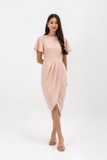ALMEDA FLUTTER SLEEVED TULIP WRAP MIDI DRESS ALMEDA FLUTTER SLEEVED TULIP WRAP MIDI DRESS