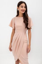 ALMEDA FLUTTER SLEEVED TULIP WRAP MIDI DRESS ALMEDA FLUTTER SLEEVED TULIP WRAP MIDI DRESS
