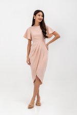 ALMEDA FLUTTER SLEEVED TULIP WRAP MIDI DRESS ALMEDA FLUTTER SLEEVED TULIP WRAP MIDI DRESS