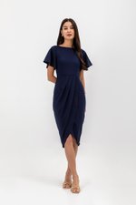ALMEDA FLUTTER SLEEVED TULIP WRAP MIDI DRESS ALMEDA FLUTTER SLEEVED TULIP WRAP MIDI DRESS