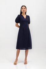 JERIELLE LINEN MIDI DRESS W SASH