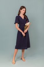 JERIELLE LINEN MIDI DRESS W SASH