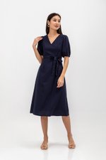 JERIELLE LINEN MIDI DRESS W SASH