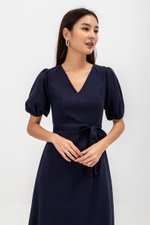 JERIELLE LINEN MIDI DRESS W SASH