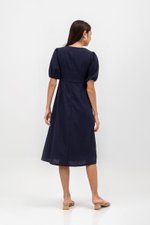 JERIELLE LINEN MIDI DRESS W SASH