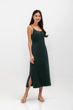 CATE SATIN SCOOP NECK BUTTONDOWN SLIP DRESS