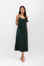 CATE SATIN SCOOP NECK BUTTONDOWN SLIP DRESS