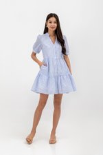 SCARLETT STRIPED NOTCH COLLAR MINI DRESS SCARLETT STRIPED NOTCH COLLAR MINI DRESS