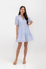 SCARLETT STRIPED NOTCH COLLAR MINI DRESS SCARLETT STRIPED NOTCH COLLAR MINI DRESS