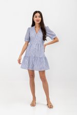 SCARLETT STRIPED NOTCH COLLAR MINI DRESS SCARLETT STRIPED NOTCH COLLAR MINI DRESS