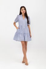 SCARLETT STRIPED NOTCH COLLAR MINI DRESS SCARLETT STRIPED NOTCH COLLAR MINI DRESS