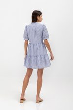 SCARLETT STRIPED NOTCH COLLAR MINI DRESS SCARLETT STRIPED NOTCH COLLAR MINI DRESS