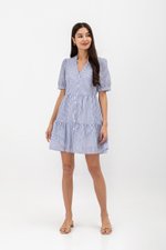 SCARLETT STRIPED NOTCH COLLAR MINI DRESS SCARLETT STRIPED NOTCH COLLAR MINI DRESS