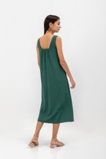 MERIDA V NECK ELASTIC BACK MIDI DRESS W SLIT