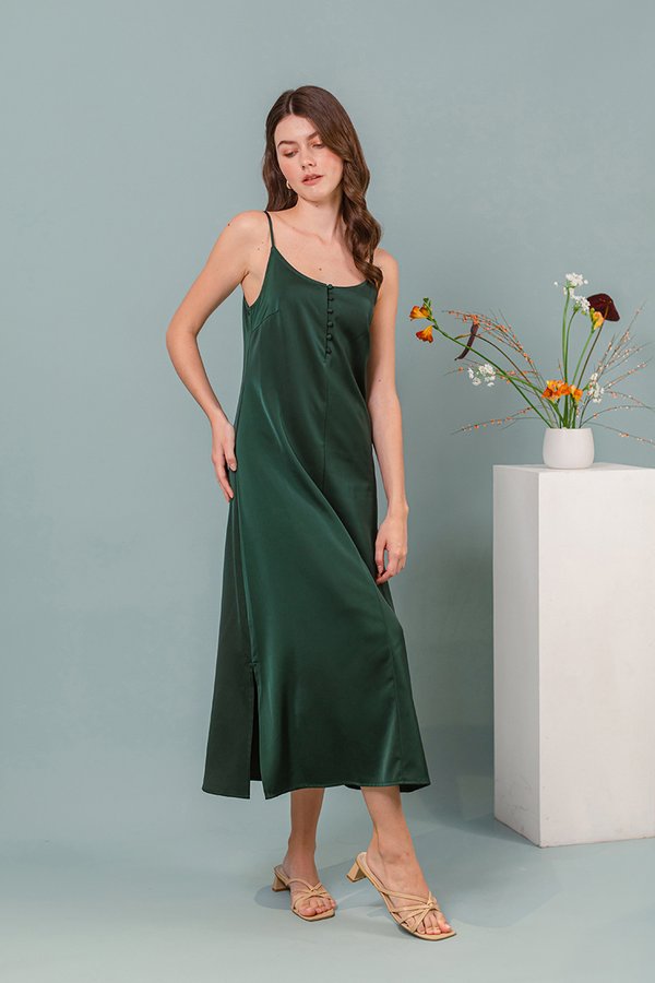 CATE SATIN SCOOP NECK BUTTONDOWN SLIP DRESS CATE SATIN SCOOP NECK BUTTONDOWN SLIP DRESS