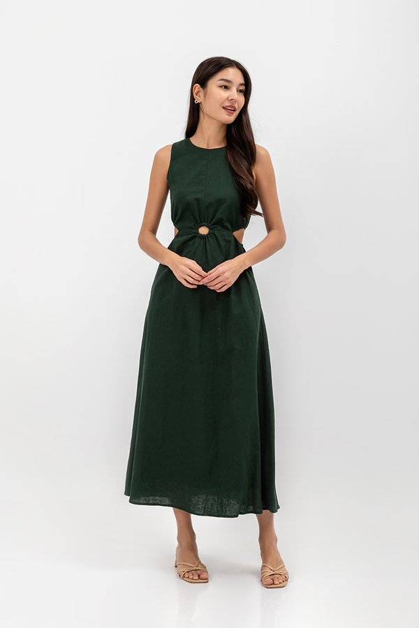 EMILENE CUT OUT LINEN MAXI DRESS