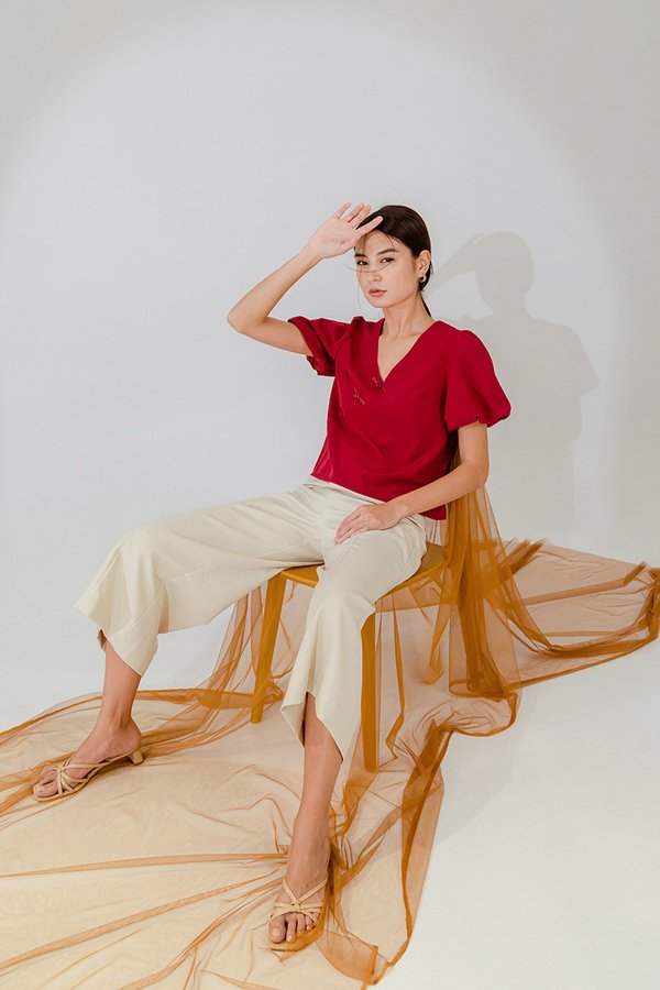 TUVA PUFF SLEEVE CHEONGSAM TOP