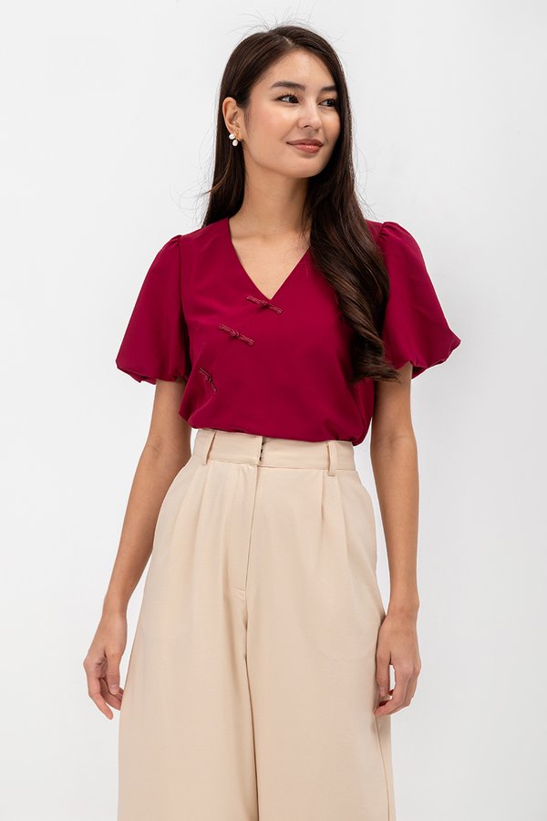 TUVA PUFF SLEEVE CHEONGSAM TOP