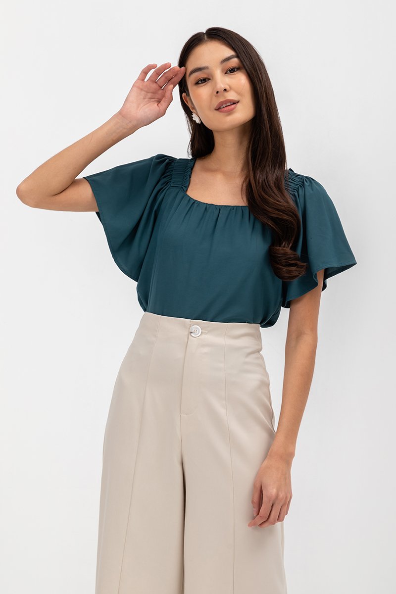 GRACIELA SQUARENECK ELASTIC STRAP TOP