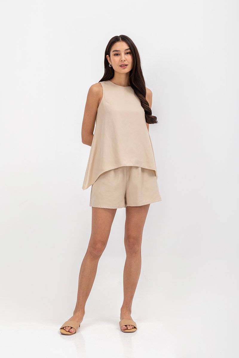 GENVERA ELASTIC WAISTBAND TENCEL SHORTS