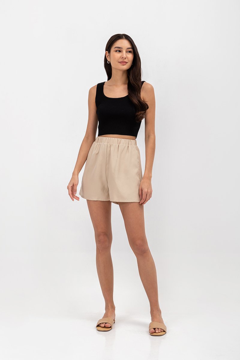GENVERA ELASTIC WAISTBAND TENCEL SHORTS