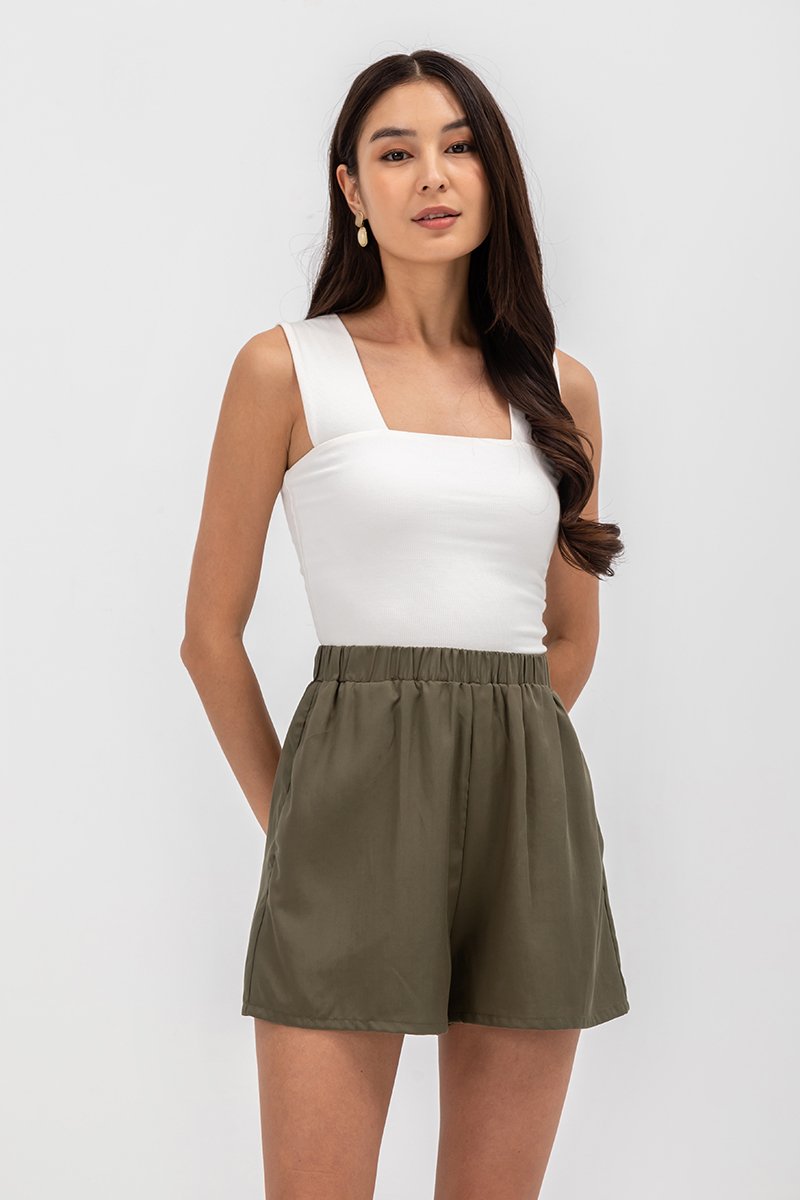 GENVERA ELASTIC WAISTBAND TENCEL SHORTS