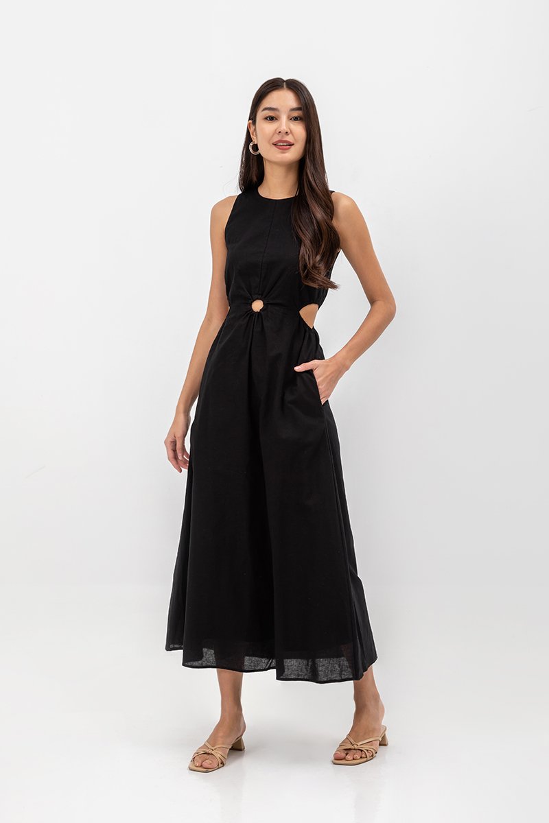 EMILENE CUT OUT LINEN MAXI DRESS
