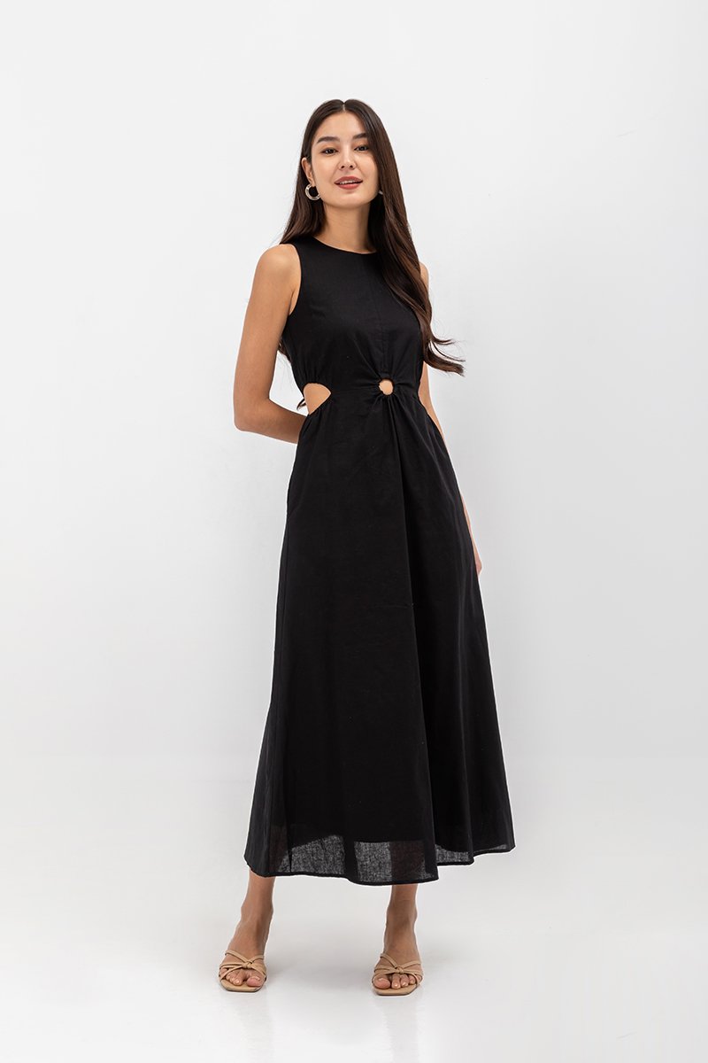 EMILENE CUT OUT LINEN MAXI DRESS