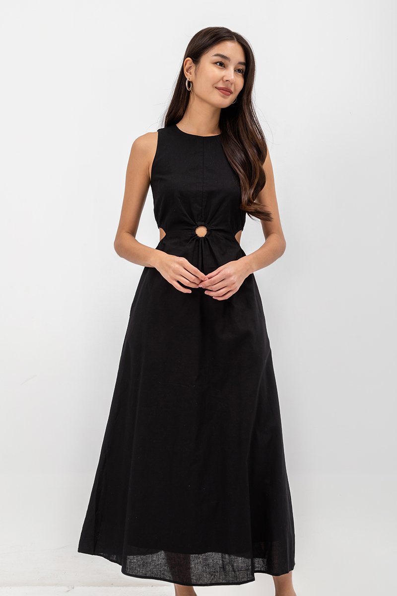 EMILENE CUT OUT LINEN MAXI DRESS