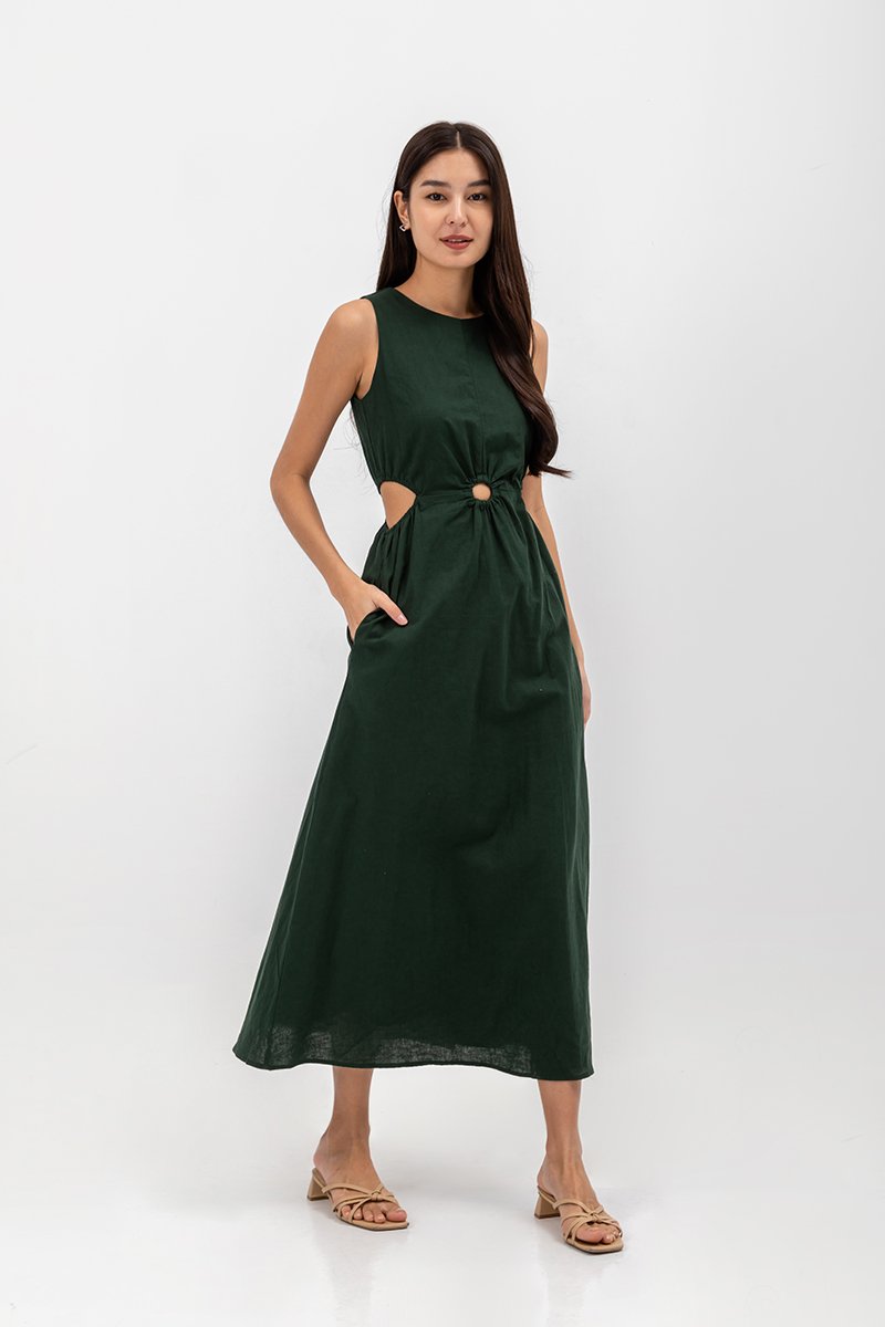 EMILENE CUT OUT LINEN MAXI DRESS