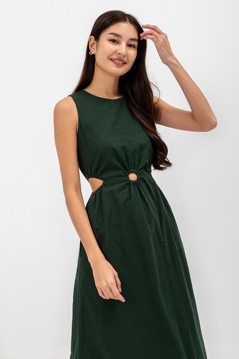 EMILENE CUT OUT LINEN MAXI DRESS