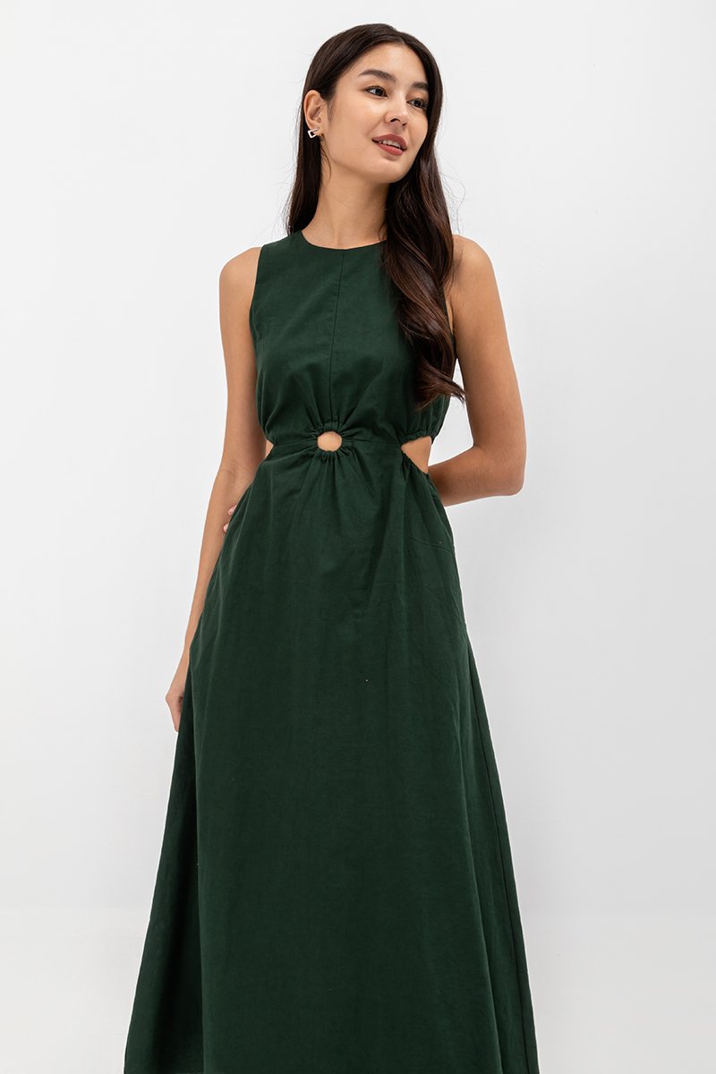EMILENE CUT OUT LINEN MAXI DRESS