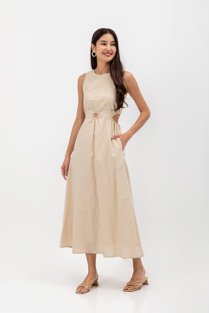 EMILENE CUT OUT LINEN MAXI DRESS