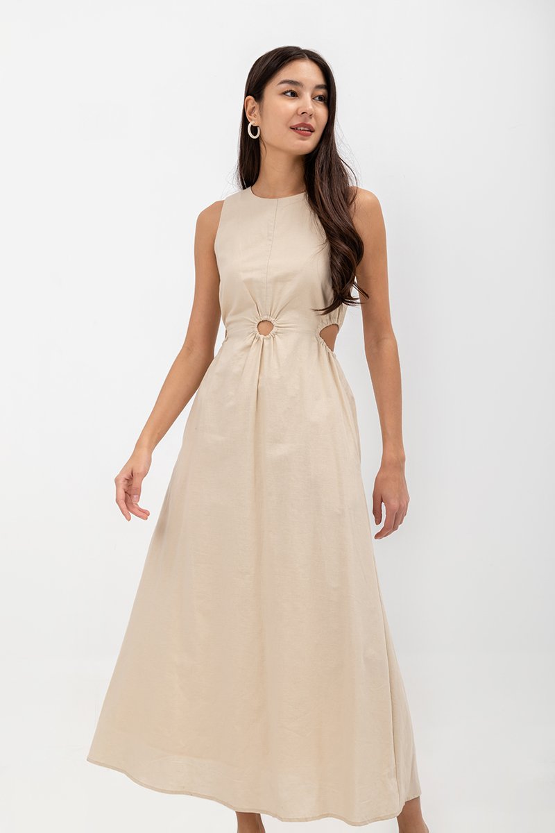 EMILENE CUT OUT LINEN MAXI DRESS