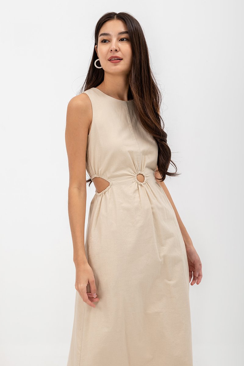 EMILENE CUT OUT LINEN MAXI DRESS