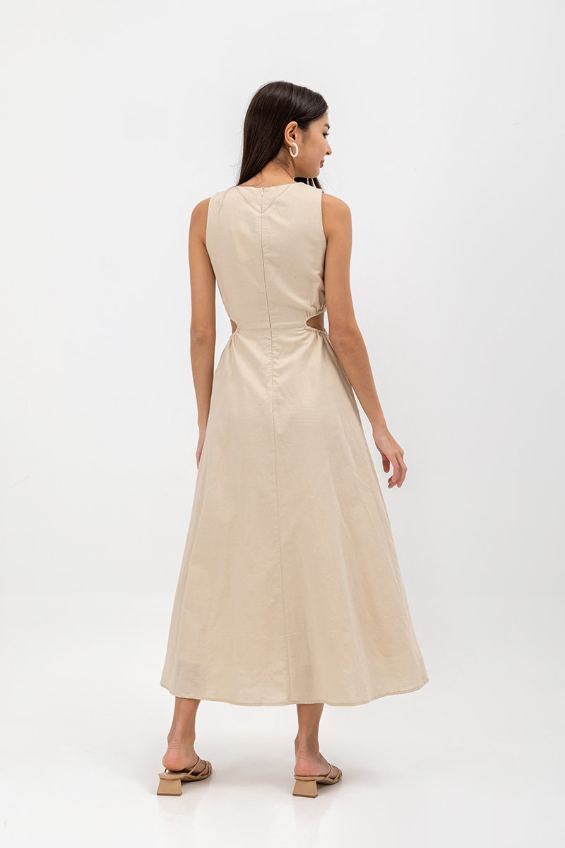 EMILENE CUT OUT LINEN MAXI DRESS