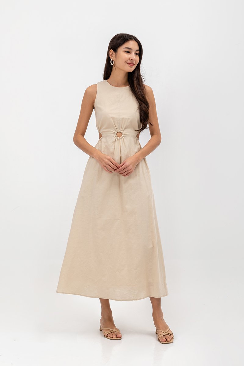 EMILENE CUT OUT LINEN MAXI DRESS