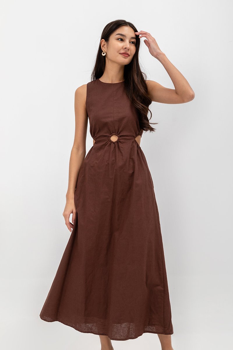 EMILENE CUT OUT LINEN MAXI DRESS
