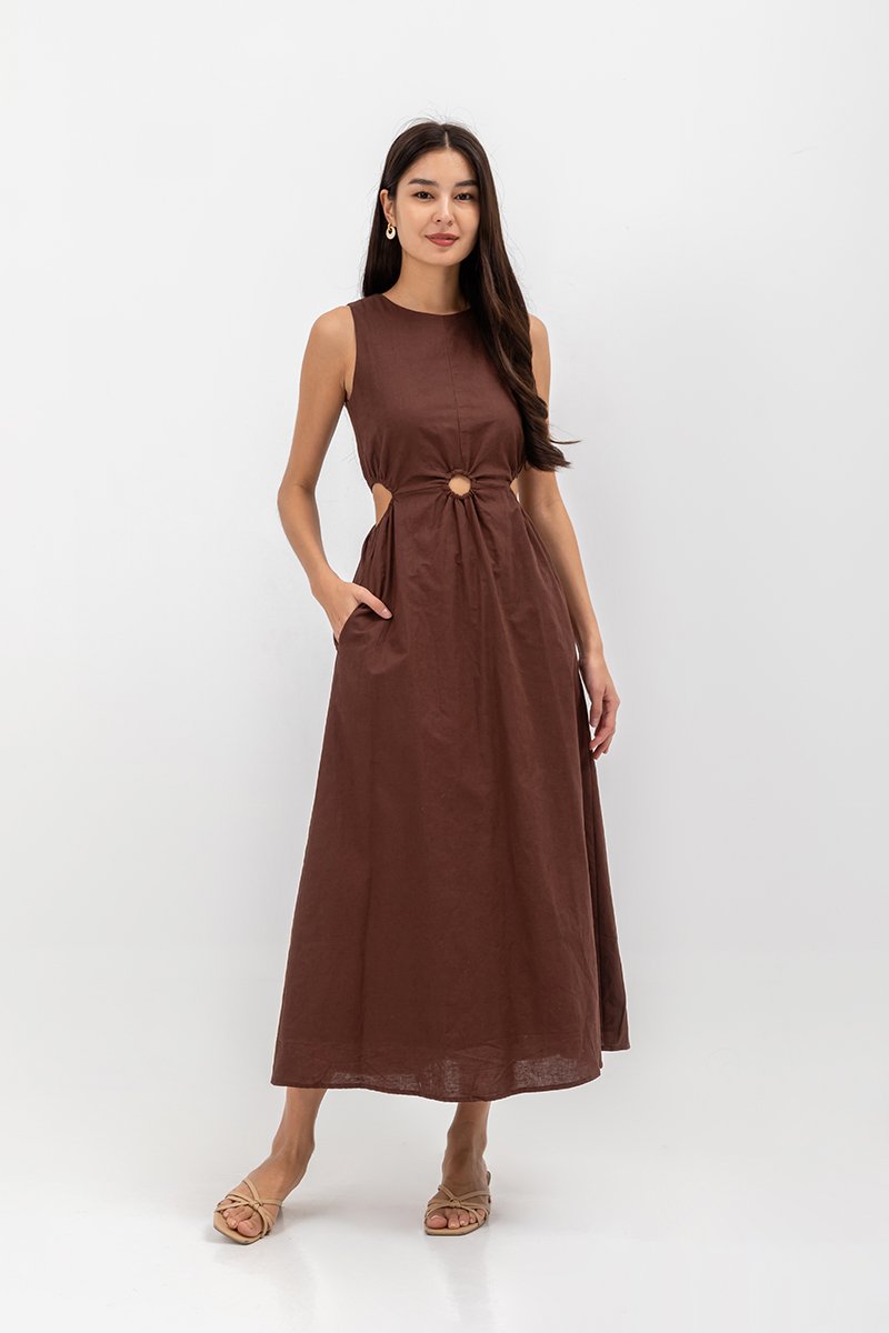 EMILENE CUT OUT LINEN MAXI DRESS