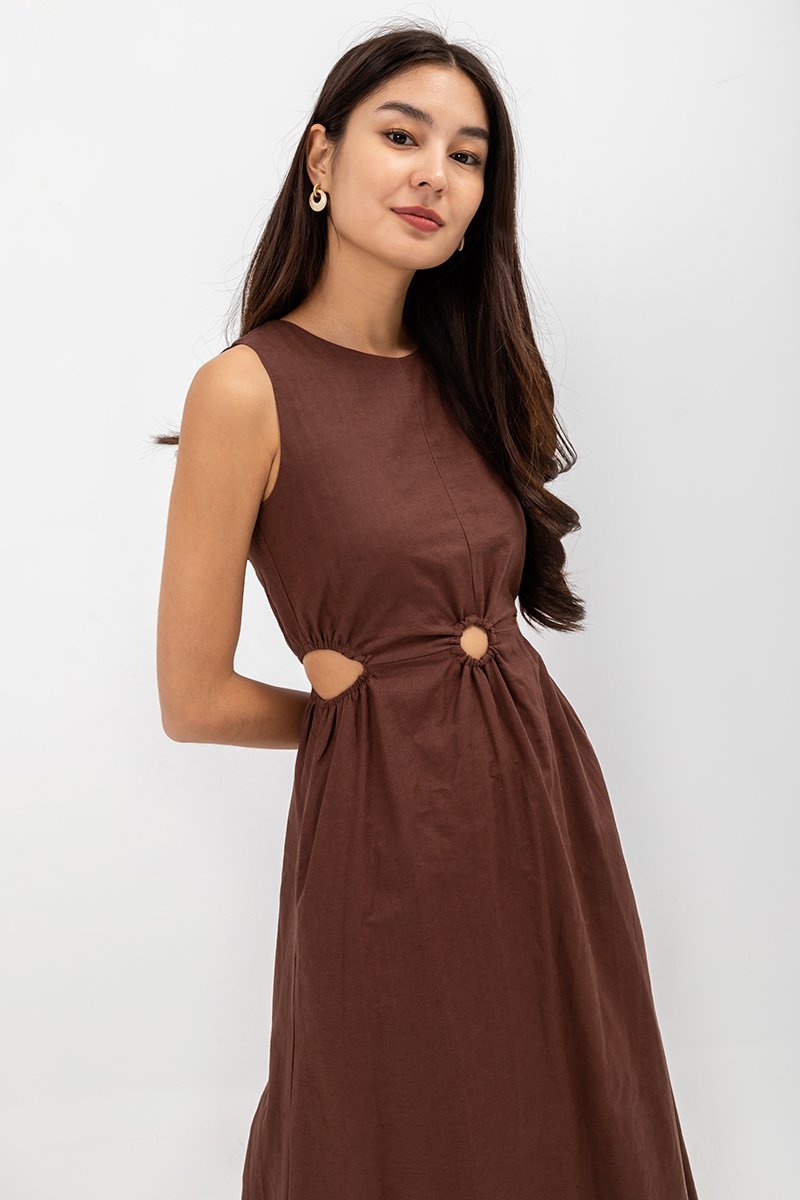 EMILENE CUT OUT LINEN MAXI DRESS