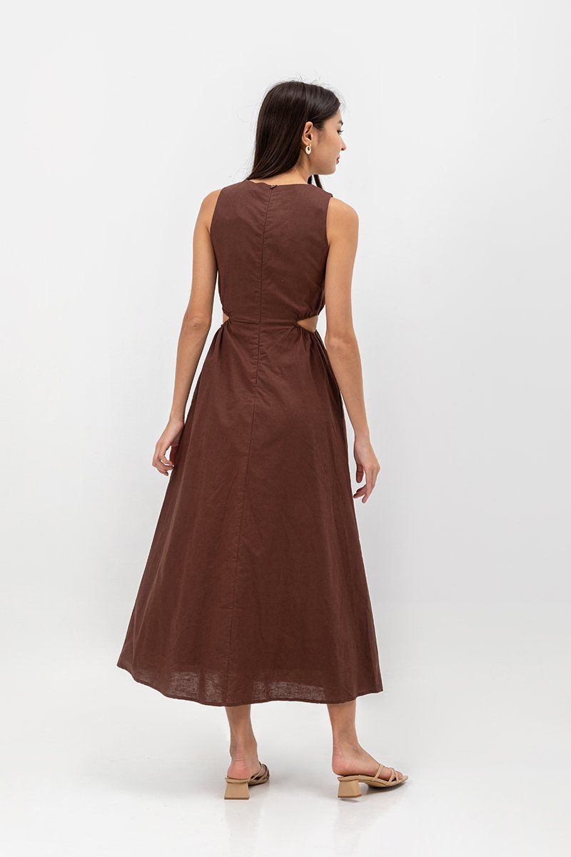 EMILENE CUT OUT LINEN MAXI DRESS