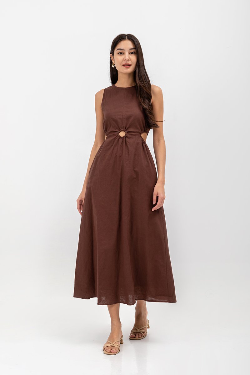 EMILENE CUT OUT LINEN MAXI DRESS