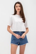 URSULA COTTON JERSEY CROPPED BOXY T SHIRT
