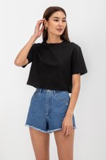 URSULA COTTON JERSEY CROPPED BOXY T SHIRT