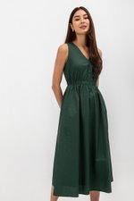 GEORGINA COTTON V NECK ELASTIC WAIST MIDI DRESS GEORGINA COTTON V NECK ELASTIC WAIST MIDI DRESS