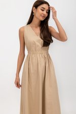 GEORGINA COTTON V NECK ELASTIC WAIST MIDI DRESS GEORGINA COTTON V NECK ELASTIC WAIST MIDI DRESS